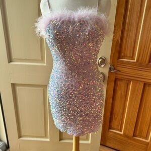 Crystal Doll Pastel Sequin Dress Perfect for Homecoming